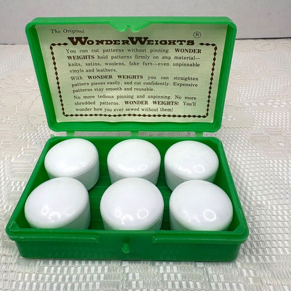 VTG WONDER WEIGHTS 6 pc Set Sewing Pattern Fabric 3.5 OZ EACH -WHITE-Made in USA
